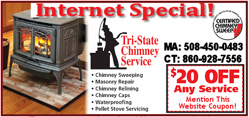 Internet discount coupon for chimney cleaning, repair and inspections in Weston, Massachusetts.