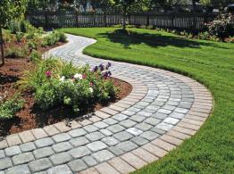 Winding Walkway Construction For Landscape in Massachusetts.